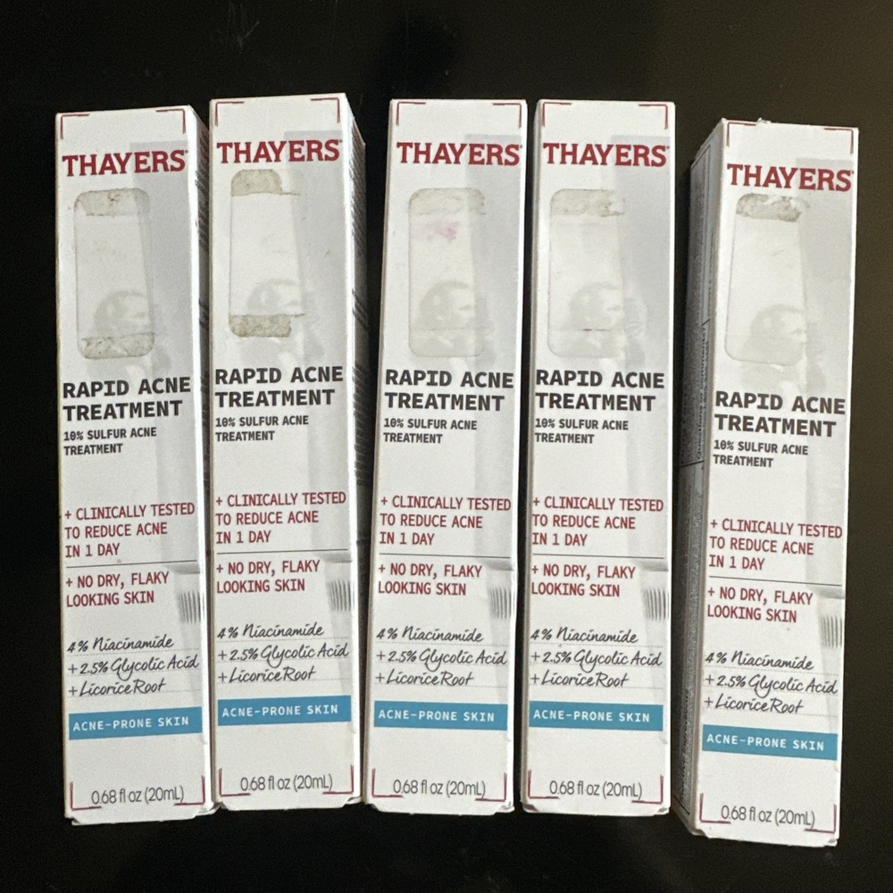 Set Of 5 New Thayers Rapid Acne Treatment 10% Sulfur Acne Prone Skin Exp 11/26